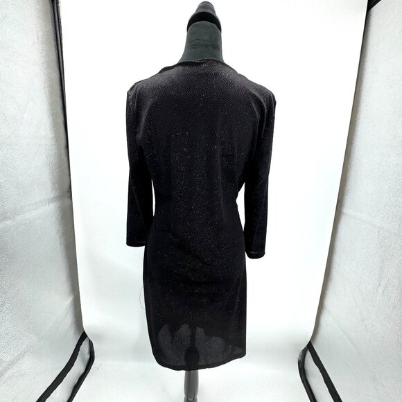 Anne Klein Faux Wrap Glitter Velvet Dress Black Size‎ 10 Elegant Party Evening - Picture 7 of 7